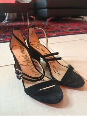 Sam Edelman Black Suede Strappy Block Heel Sandals